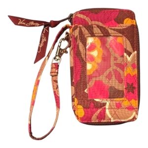 Vera Bradley Pink and Brown Floral Wristlet Wallet